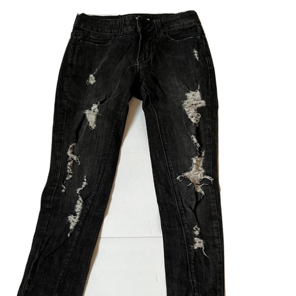 Silence + Noise Women's Jeans Size 25 High Rise Ankle Zip Twig Black Distressed